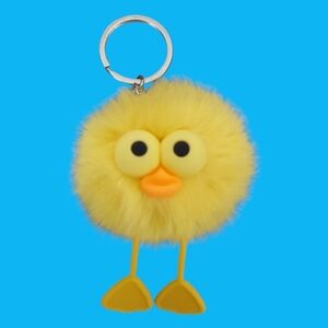 Baby Chick Chicken Keychain Pom Puff Stuffed Animal Plush 6"